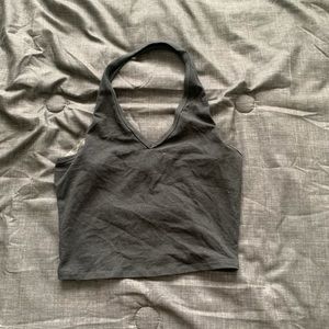 Black cropped halter top